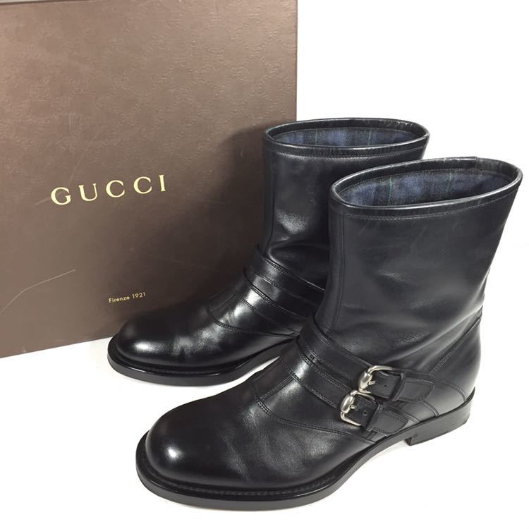 グッチ】本物 GUCCI 靴 26cm 黒 レザーブーツ ビジネスシューズ