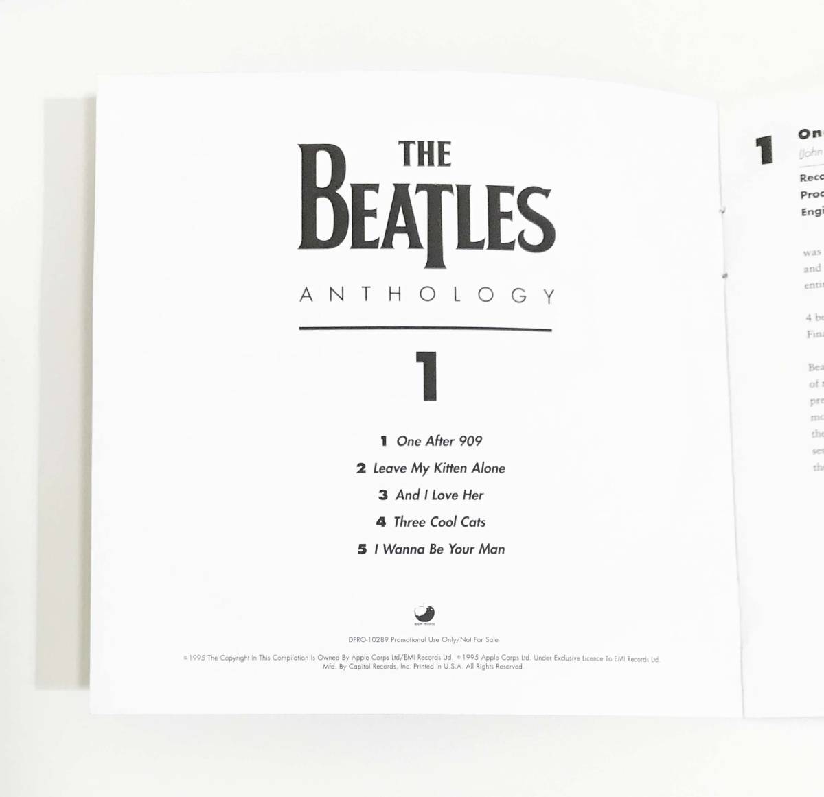 【送料無料！】レア！THE BEATLES ザ・ビートルズ「Anthology 1」プロモ盤 ５曲入り 特殊パッケージ デジパック仕様_画像8