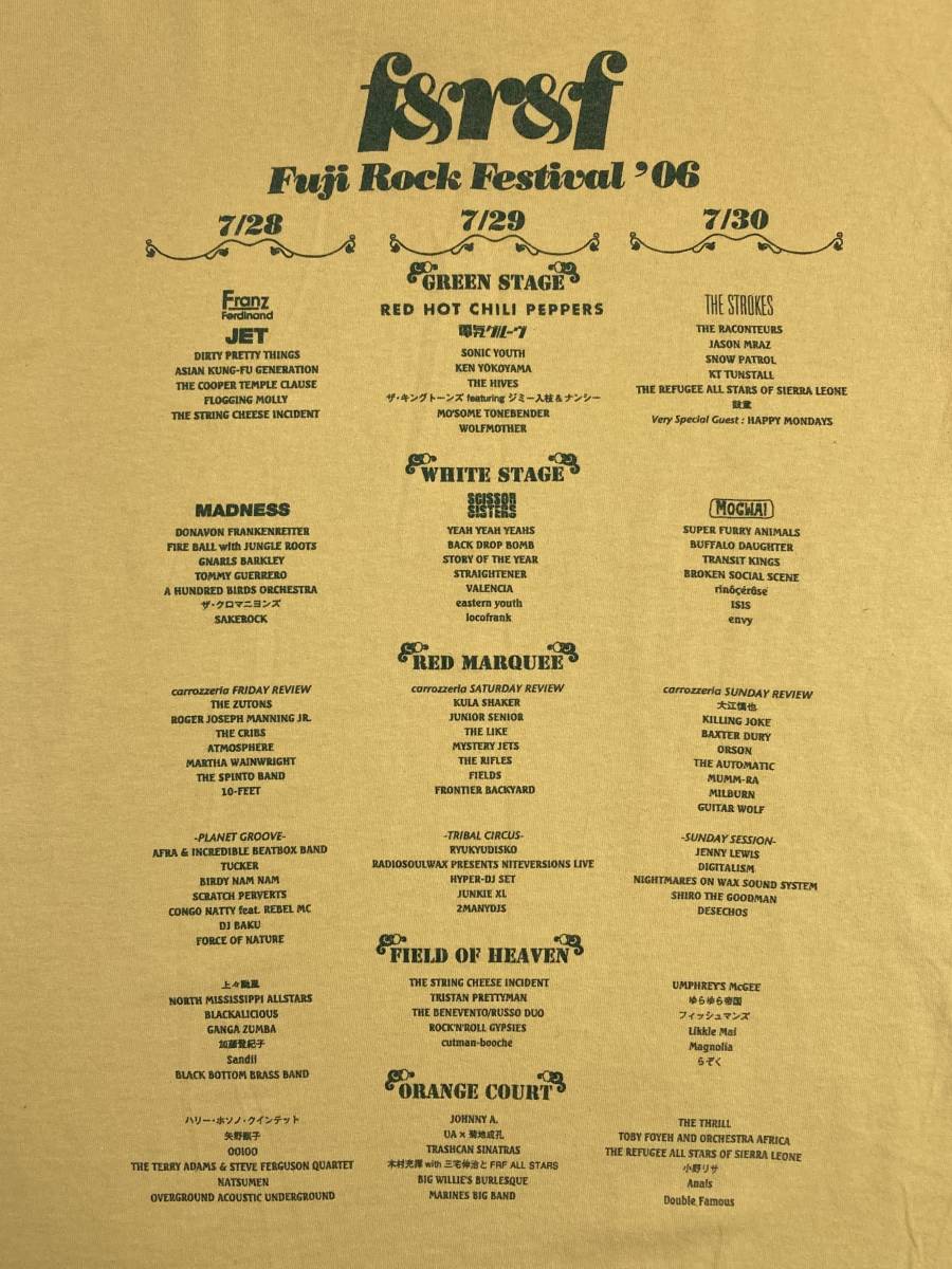 フジロック 2006年 Tシャツ anvilボディ Fuji Rock Festival 06 00s ラインナップ レッチリ STROKES_画像5