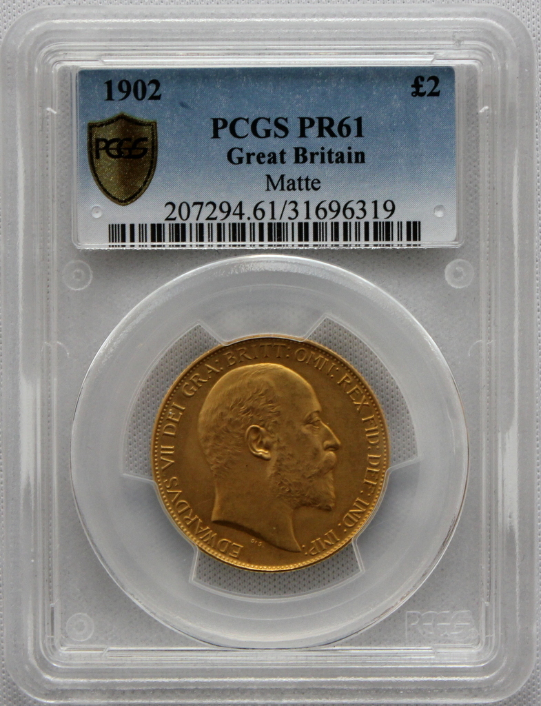 1902年 イギリス エドワード７世 2ポンド金貨 PCGS PR61 Matteプルーフ ヨーロッパ