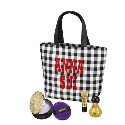  new goods *ANNA SUI Anna Sui NEW YEAR kit! loose powder! face lotion! makeup base! original Mini tote bag * limited goods 