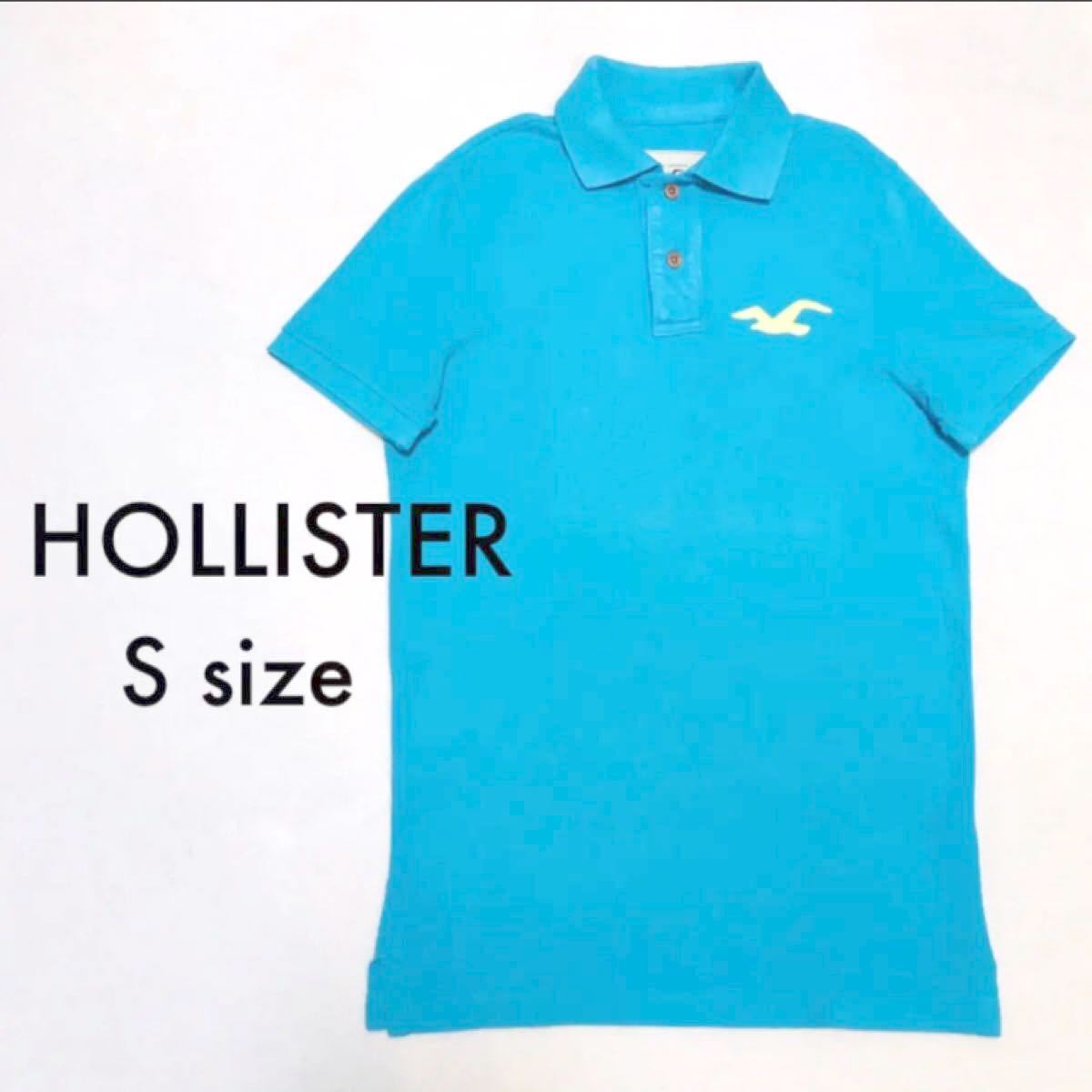 ポロシャツ メンズ　半袖　ブルー　Sサイズ【ホリスター・HOLLISTER】