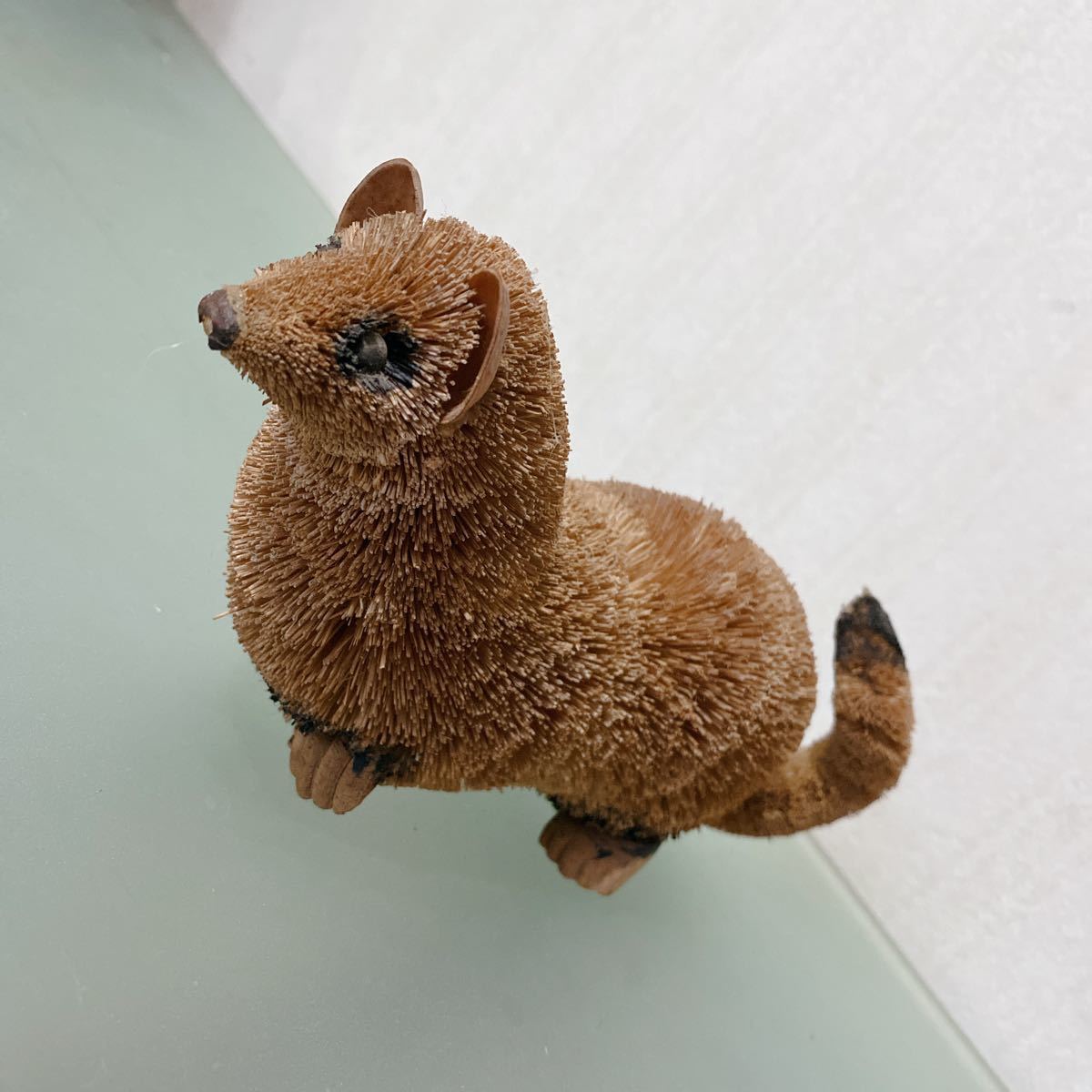 アンティーク オブジェ たぬき カワウソ アニマル たわし 置物