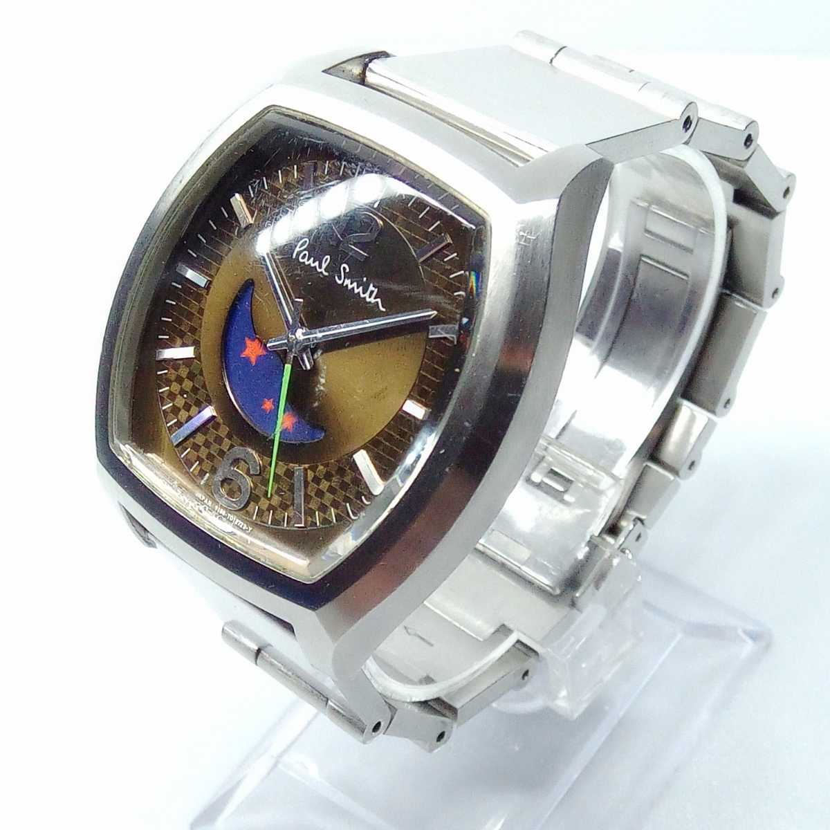 【稼働品】Paul Smith ポールスミス 6186-T008003 ナンバームーンメンズクォーツ腕時計　BR