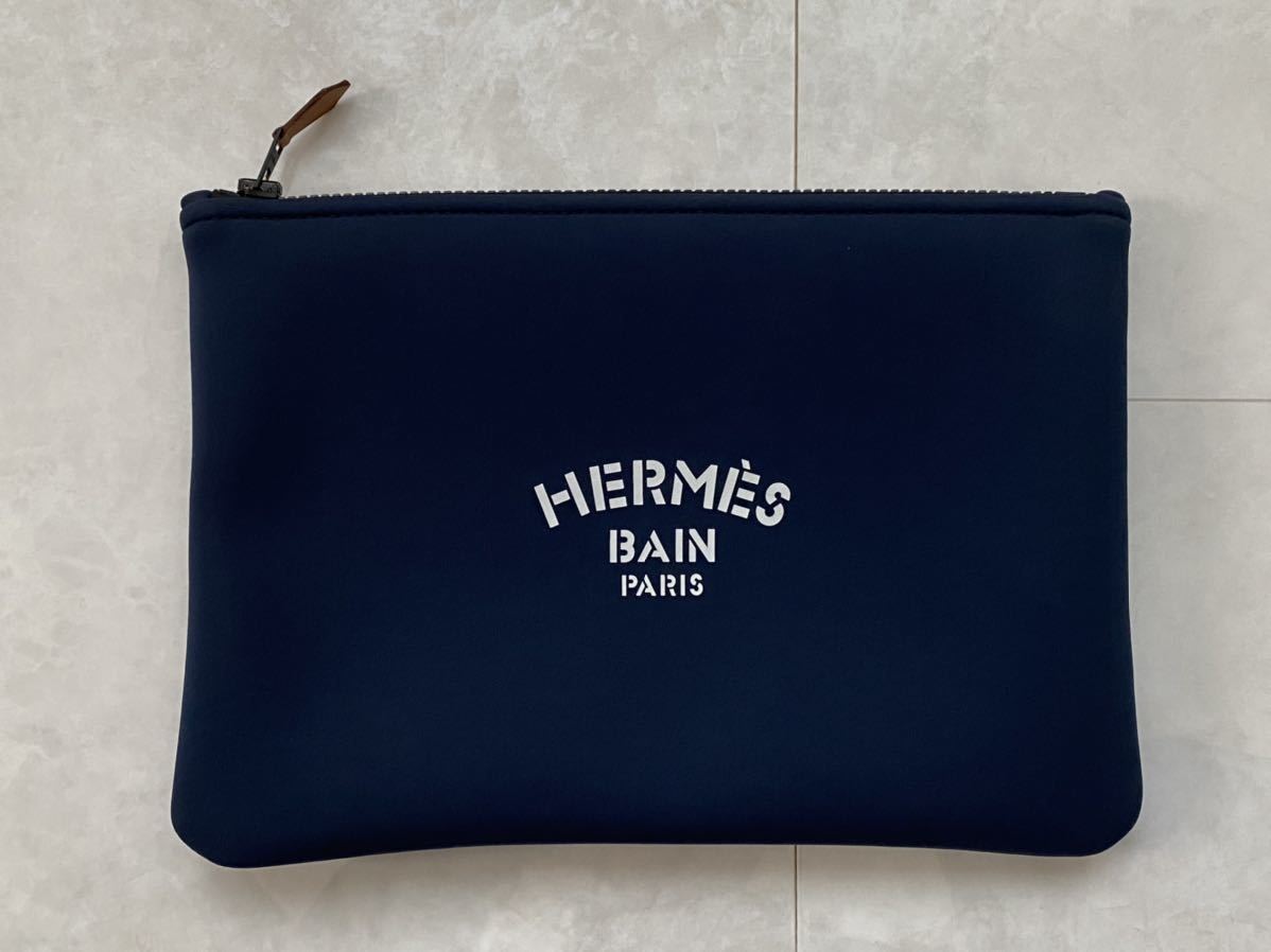 エルメス ネオバン ポーチ MM 新品同様 クラッチバッグ ネイビー バッグ HERMES