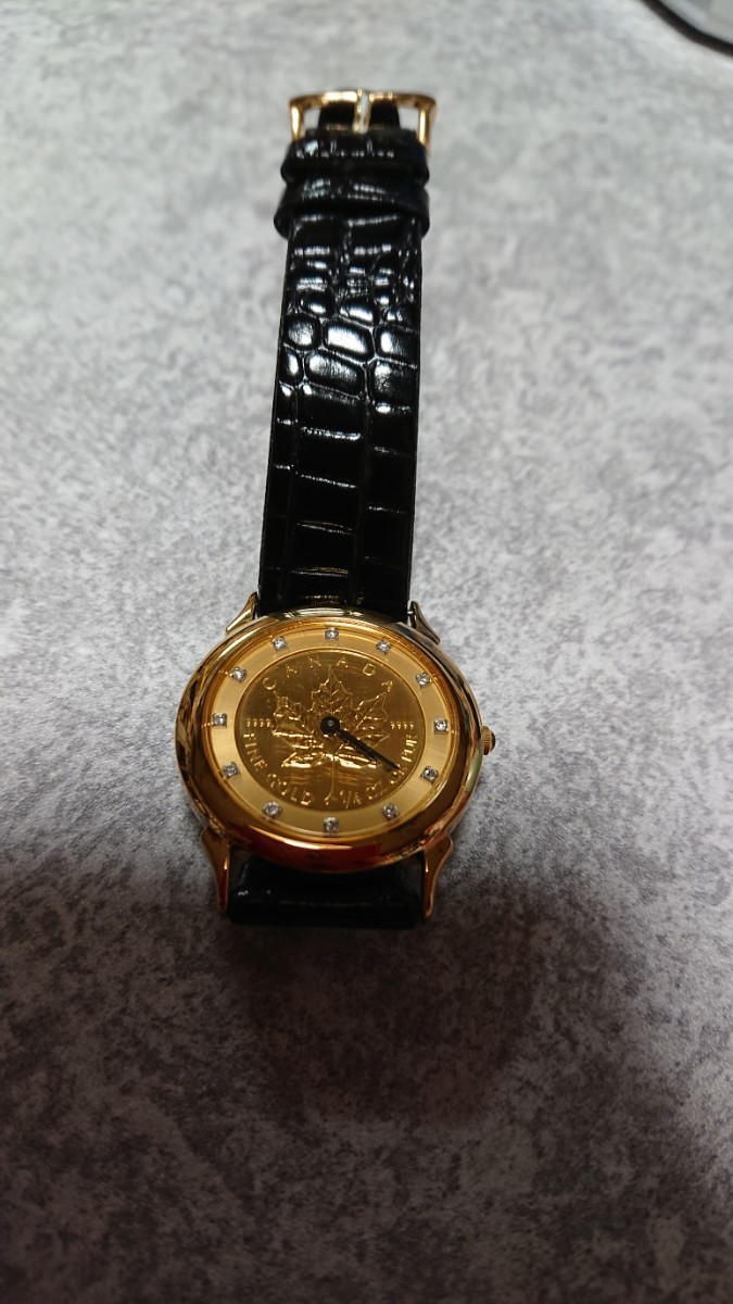 メイプルリーフ金貨腕時計 1/4オンス 裏もコイン 24金ウオッチ メイプルリーフ金貨腕時計 1/4オンス 裏もコイン 24金ウオッチ