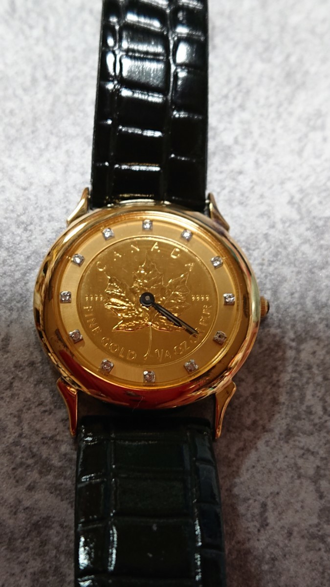 メイプルリーフ金貨腕時計 1/4オンス 裏もコイン 24金ウオッチ メイプルリーフ金貨腕時計 1/4オンス 裏もコイン 24金ウオッチ