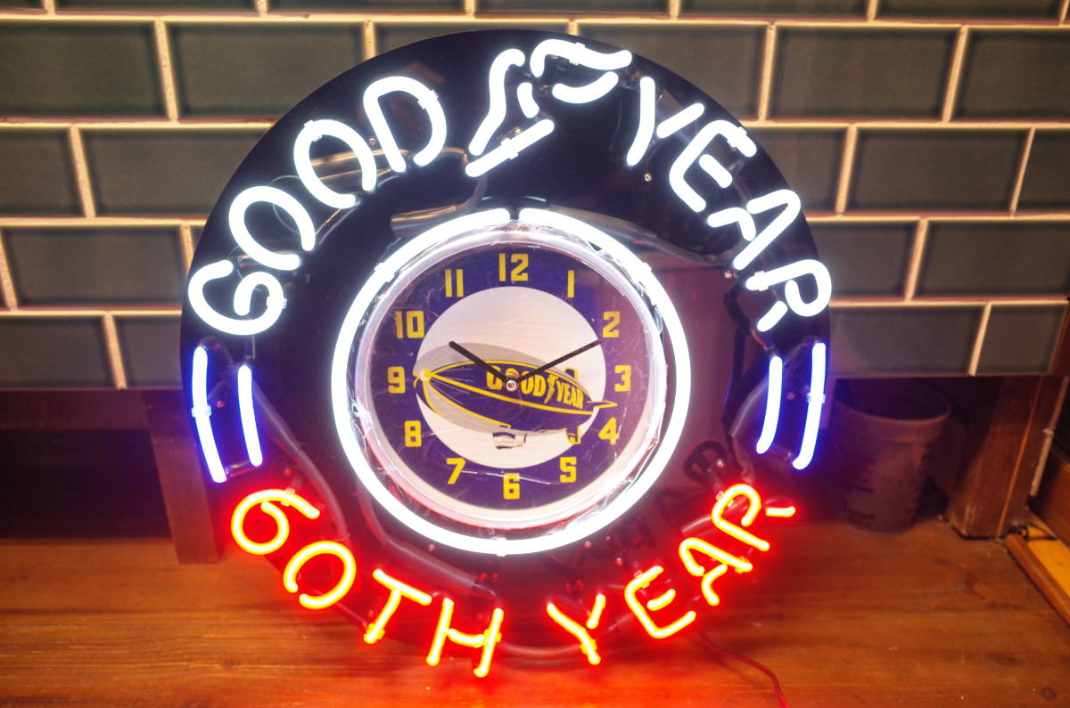 新品 GOODYEAR ６０周年限定モデル ネオンクロック グッドイヤー 看板