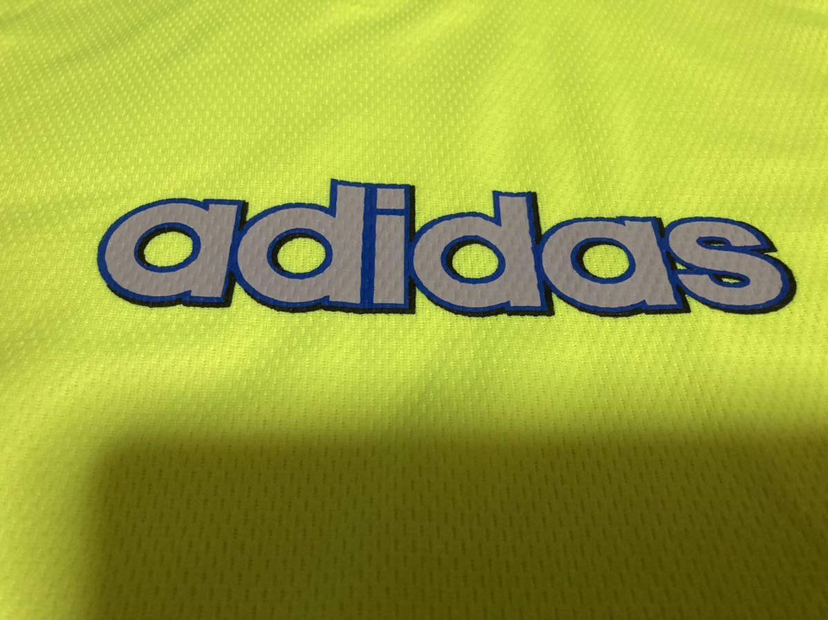 新品adidas蛍光色、ロゴグレー、青、半袖ストレッチトップス　サイズL_画像3