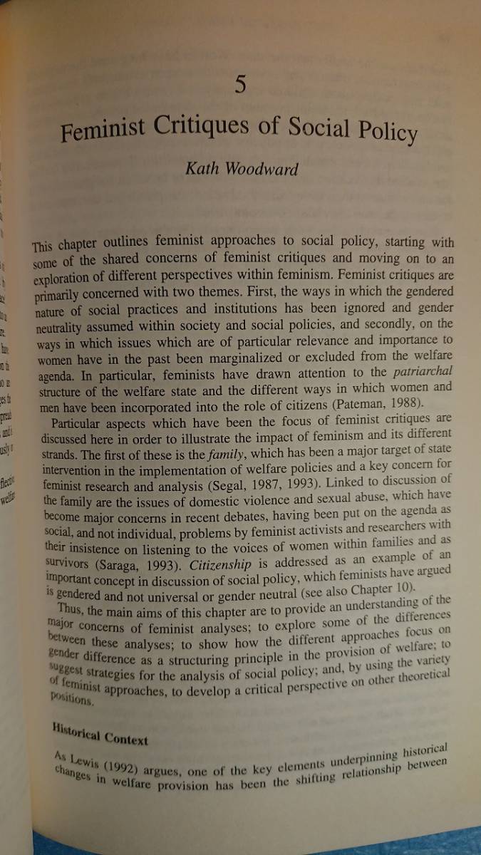 英語/社会政策「Social Policy社会政策:概念的および理論的紹介」SAGE Publications 1997年初版