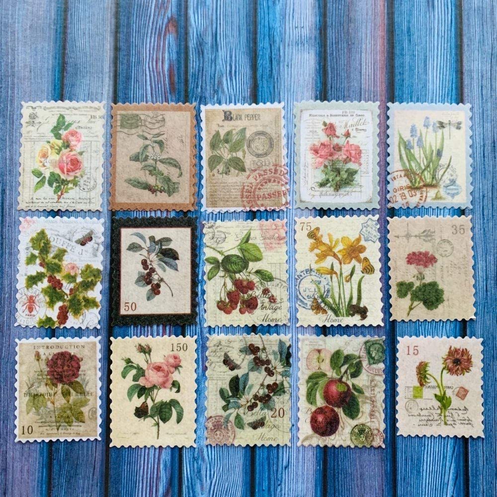 □■□43004-HS□■□[FLAKE-STICKER] ヴィンテージSTAMP_RETRO FLOWER PLANT CODE_画像4