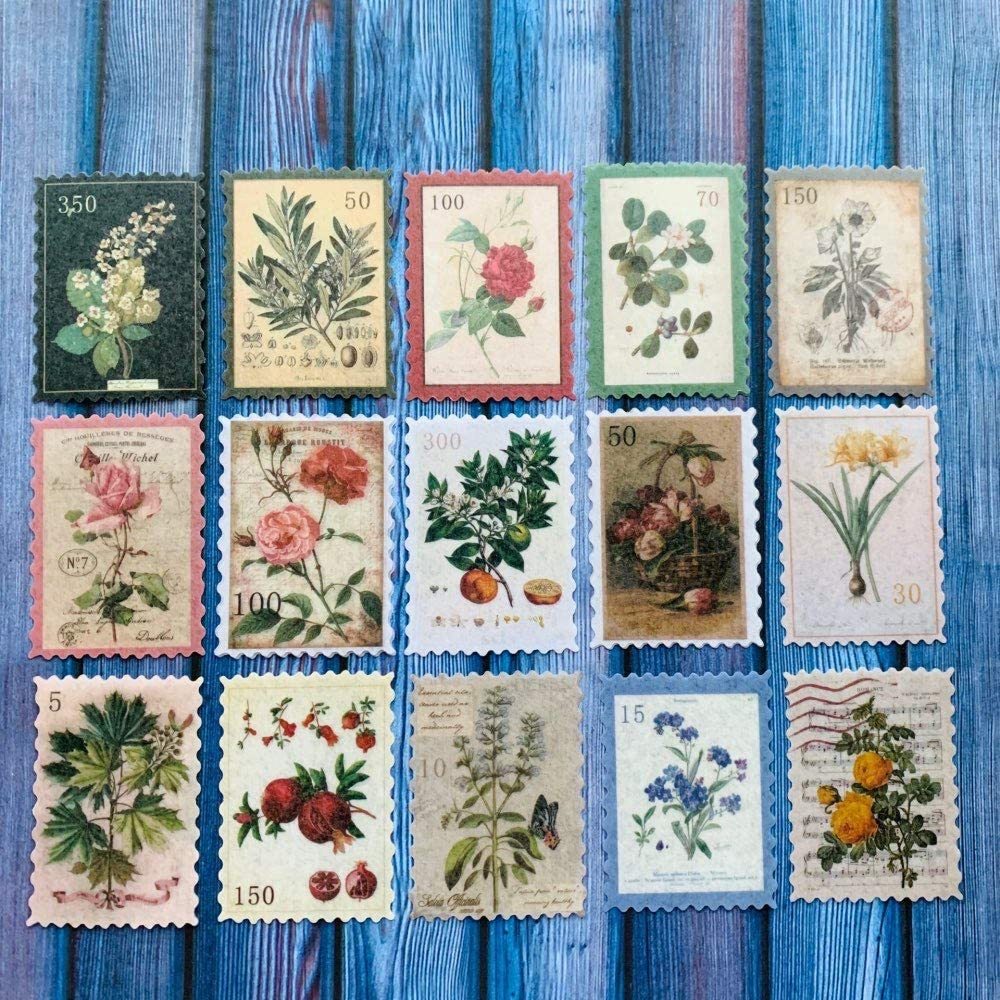 □■□43009-HS□■□[FLAKE-STICKER] ヴィンテージSTAMP_RETRO FLOWER PLANT CODE_画像5