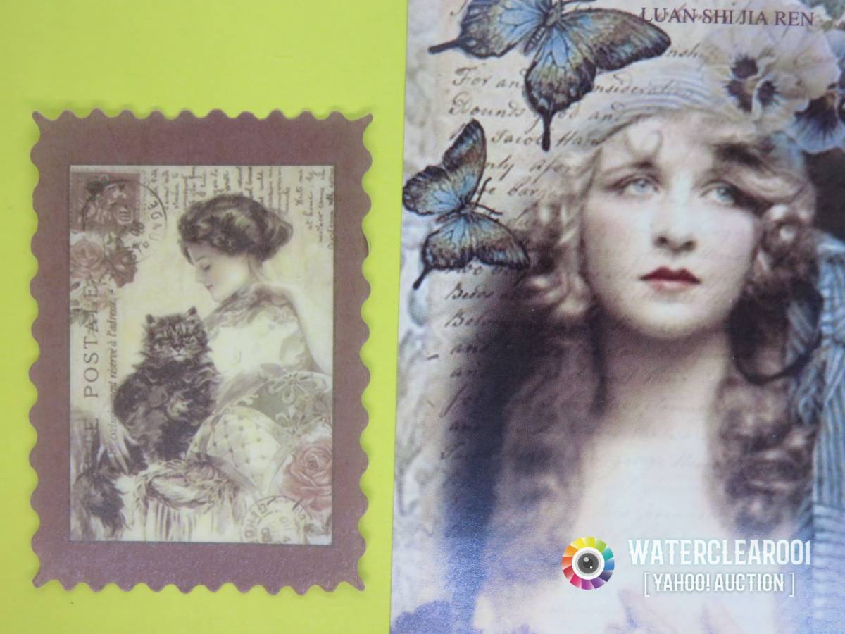 □■□41025-HS□■□[FLAKE-STICKER] ヴィンテージSTAMP_RETRO LADYs & GIRLs_画像1