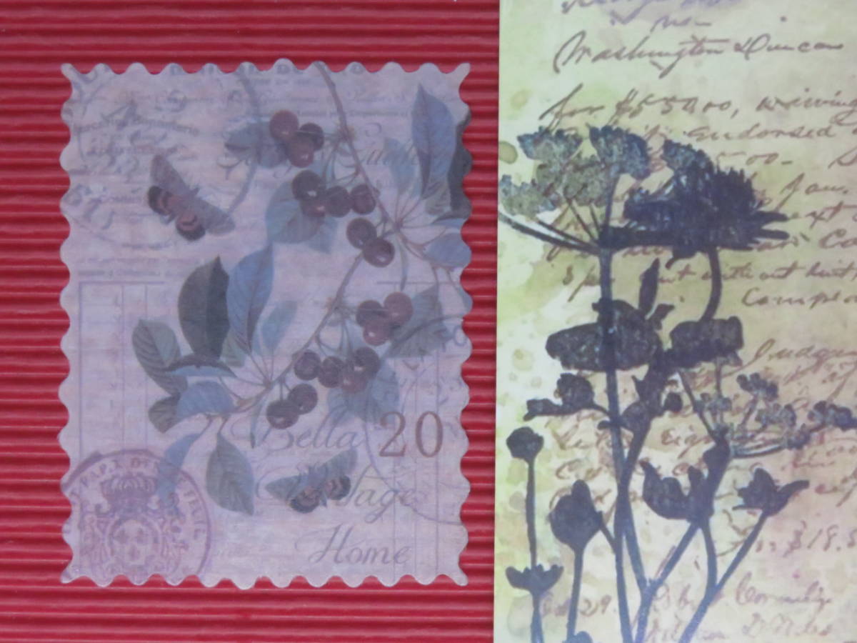 □■□43021-HS□■□[FLAKE-STICKER] ヴィンテージSTAMP_RETRO FLOWER PLANT CODE_画像1