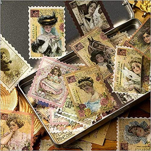 □■□41022-HS□■□[FLAKE-STICKER] ヴィンテージSTAMP_RETRO LADYs & GIRLs_画像3