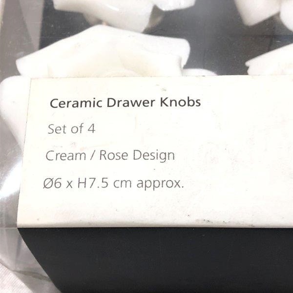 Ceramic Drawer Knobs Set of 4 Cream Rose Design クリーム ローズ バラ ドアノブ 取っ手 つまみ インテリア 装飾 Φ6xH7.5 cm F-220_画像2