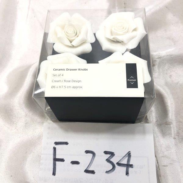 Ceramic Drawer Knobs Set of 4 Cream Rose Design クリーム ローズ バラ ドアノブ 取っ手 つまみ インテリア 装飾 Φ6xH7.5 cm F-234_画像1