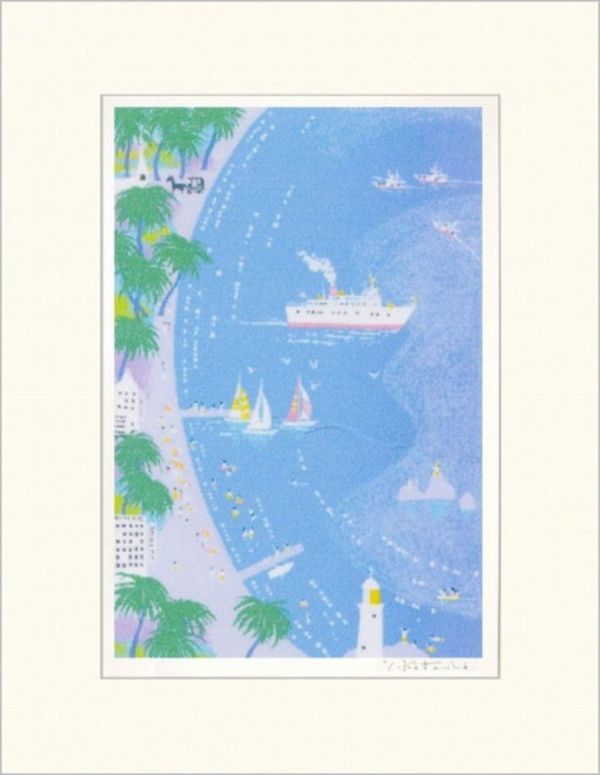 【送料無料・新品】吉岡浩太郎『ホリデーＢ・大衣（マット）』ジクレー 風景画 客船 港 ヨット 浜辺 海岸 灯台【AHA-HANA-147】