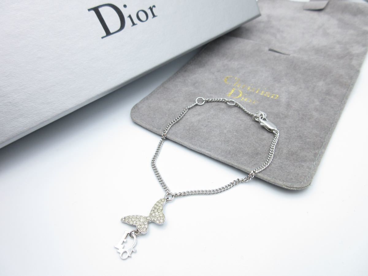 【レア】Christian Dior ブレスレット バタフライ ロゴ クリスチャン ディオール ヴィンテージ レディース 結婚式 シルバーカラー ay-19-15