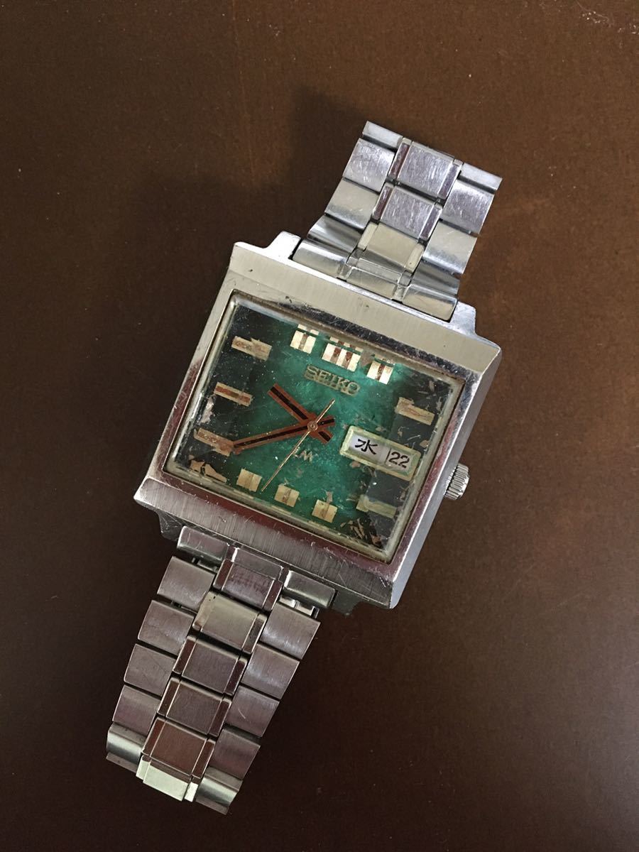 SEIKO セイコー ロードマチック LM 自動巻 5606-5080 スクエア カットガラス グラデーション 緑文字盤 デイデイト 純正ブレス_画像1