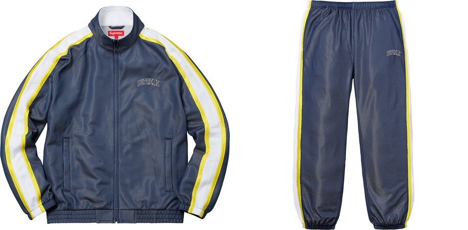上下セットアップ Supreme 18SS Bonded Mesh Track Jacket Navy S +