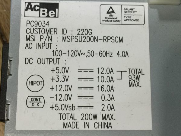 1.NEC MATE MA-9 PC-MY18XAZ79 for power supply unit ACBEL PC9034 200W CA450G