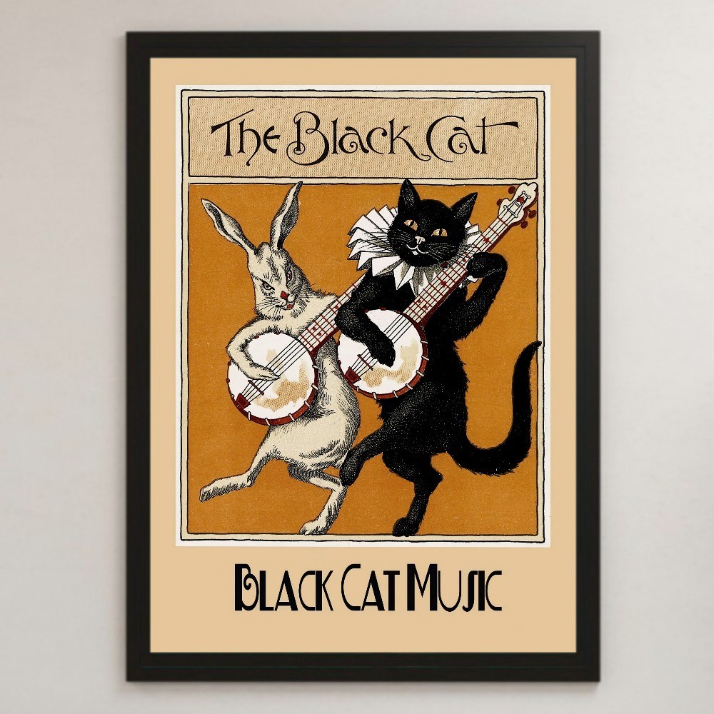 Black Cat Music 黒猫とうさぎ ビンテージイラスト 光沢 ポスター A3 バー カフェ クラシック レトロ インテリア おしゃれ アート ギター 住まい インテリア 売買されたオークション情報 Yahooの商品情報をアーカイブ公開 オークファン Aucfan Com