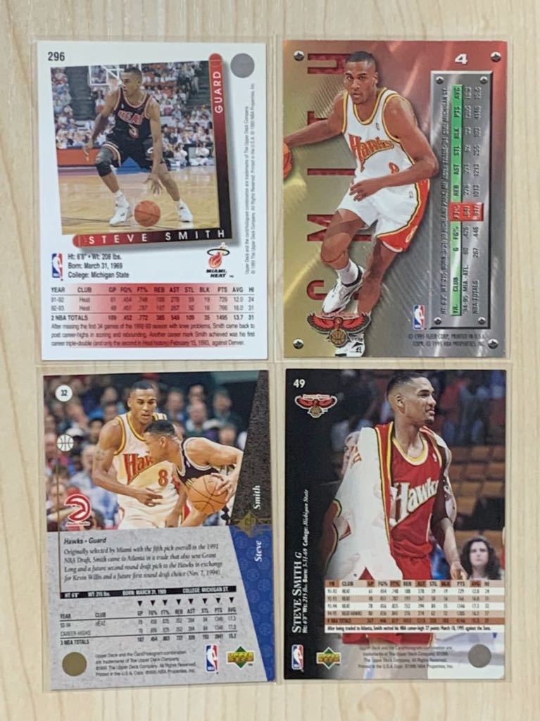 NBA Trading Card Steve Smith Set of 10 Upperdeck ToppsChrome Finest 93-98 90年代 スティーブスミス 10枚セット ピール付き Hawks Heat_画像8