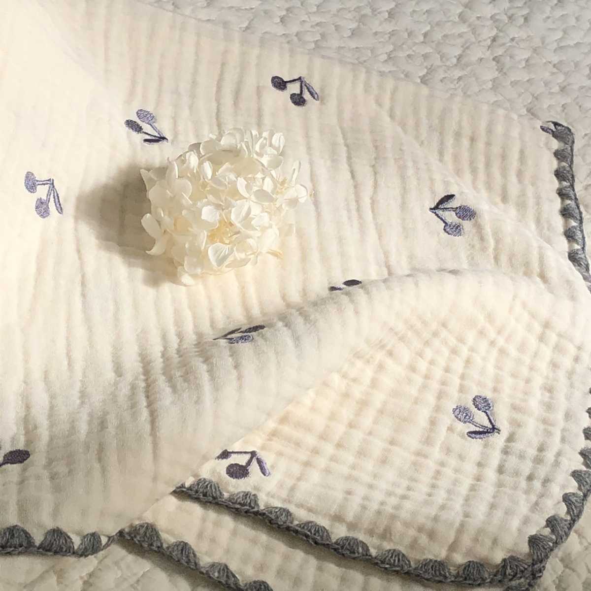  cherry blue gray 3 -ply gauze blanket baby Korea Eve ru70×90cm