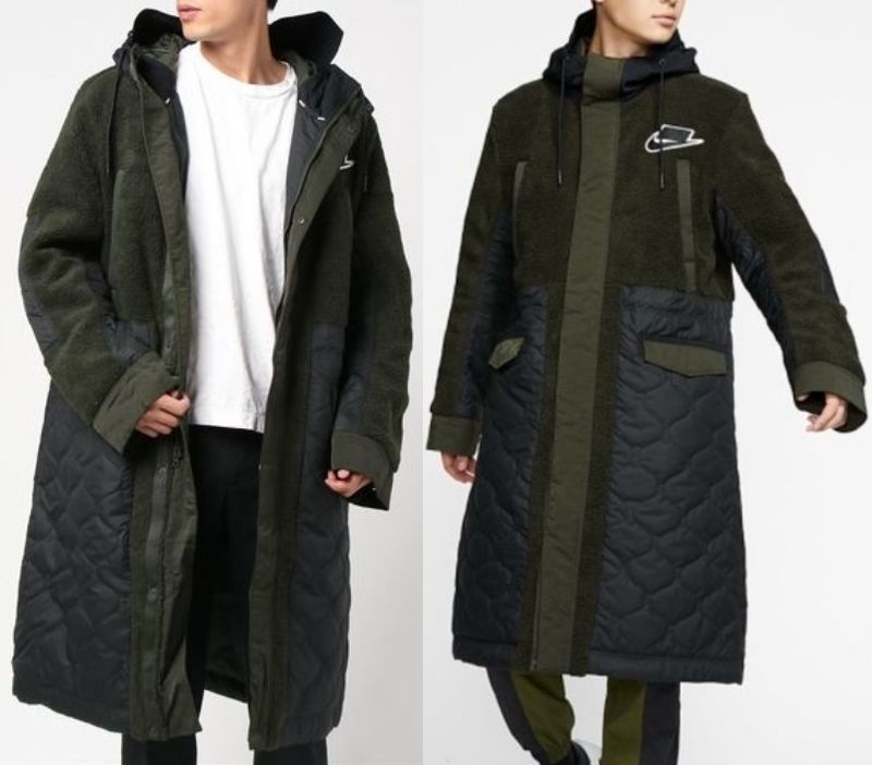 L NIKE NSP Sherpa флис длинный жакет 33000 иен осмотр высшее . боа Parker bench пальто соединение down SYN MX XL возможно черный хаки чёрный 