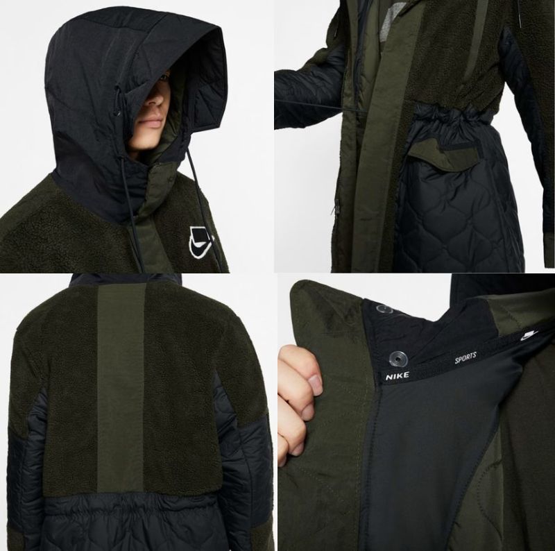 L NIKE NSP Sherpa fleece long jacket 33000 jpy inspection ultimate . boa Parker bench coat compound down SYN MX XL possible black khaki black 