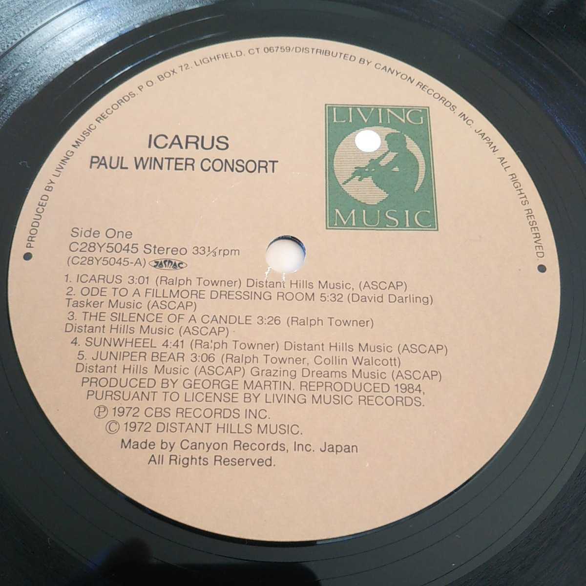 PAUL WINTER CONSORT / ICARUS /LP/OREGON/COLLIN WALCOTT/ORGANIC NEW AGE MUSIC/GEORGE MARTIN/ニューエイジ/日本盤/JAPAN PRESS_画像3