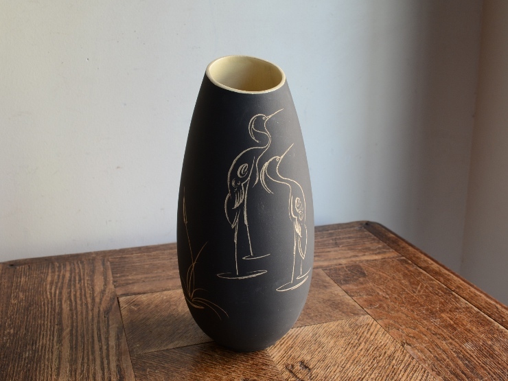 アンティーク花器 オブジェ ヴィンテージ デザイン 陶器 フラワーベース（H19.5cm） 華道 花瓶 生け花 ポット_画像2