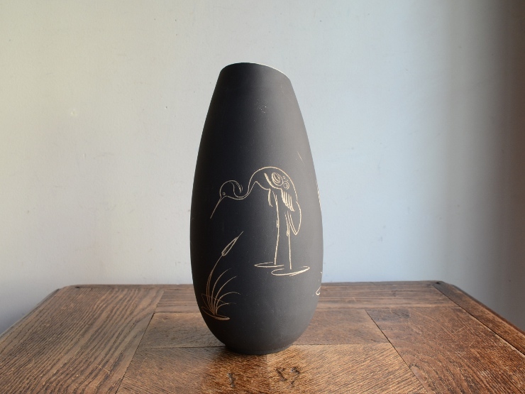 アンティーク花器 オブジェ ヴィンテージ デザイン 陶器 フラワーベース（H19.5cm） 華道 花瓶 生け花 ポット_画像1