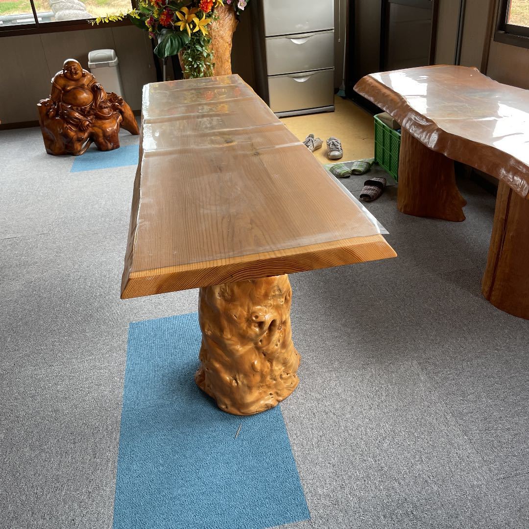 新品 木製一枚板テーブル 木工、竹工芸