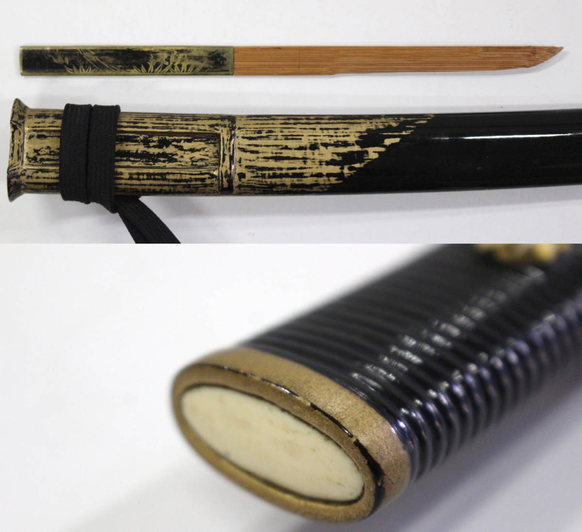 珍品 オオコズカ 大小柄 長さ18.8cm 拵 合口拵 刀装具 目貫 柄 鞘 日本