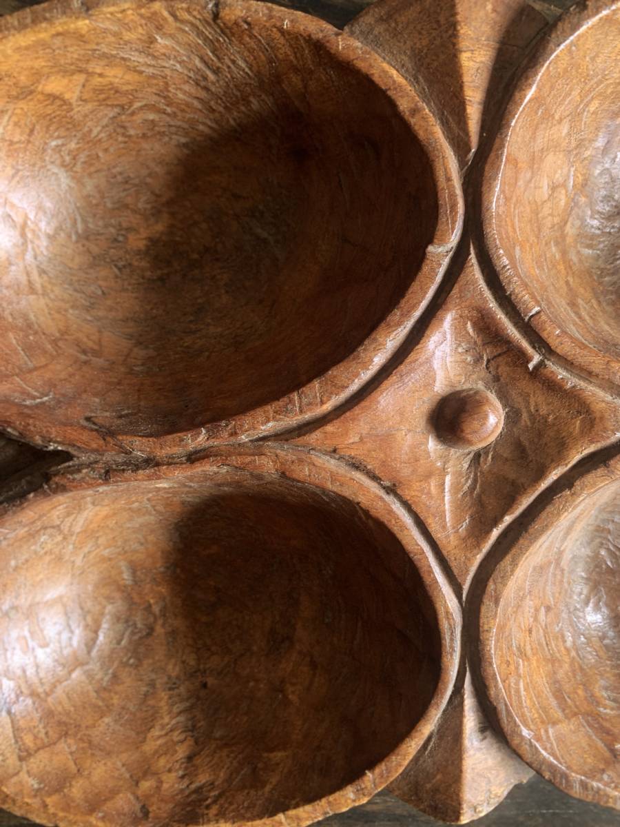 インド アフリカ 木彫り 民芸 器 木製 ハンドメイド アンティーク ヴィンテージ オブジェ インテリア _画像7