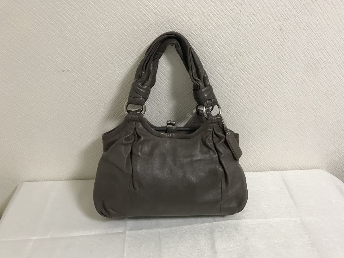 売れ筋ランキングも 本物コーチCOACH本革レザーがま口トートボストン