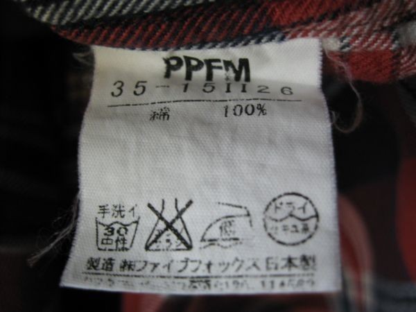 ｎ490★ピーピーエフエム★PPFM★M★チェック★長袖★シャツ★人気★送料格安_画像4