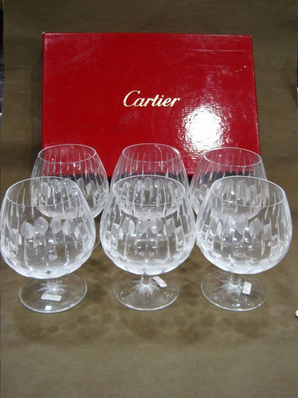 M5-224◆中古品 未使用品 Cartier カルティエ クリスタル ブランデー グラス 6客セット