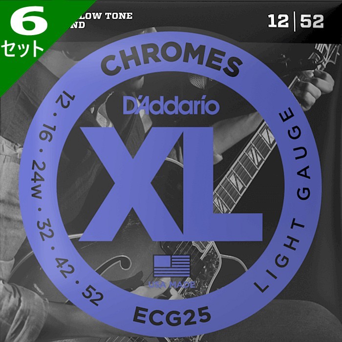 6セット D'Addario ECG25 Flat Wound 3弦ワウンド 012-052 ダダリオ フラットラウンド エレキギター弦
