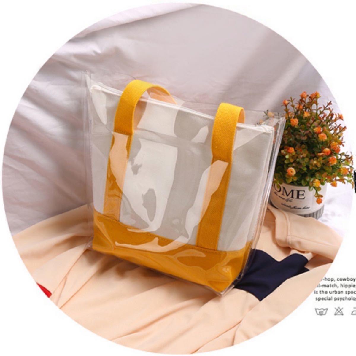【スターバックス海外限定】 日本未発売　トートバッグ  ビニール袋付き　イエロー