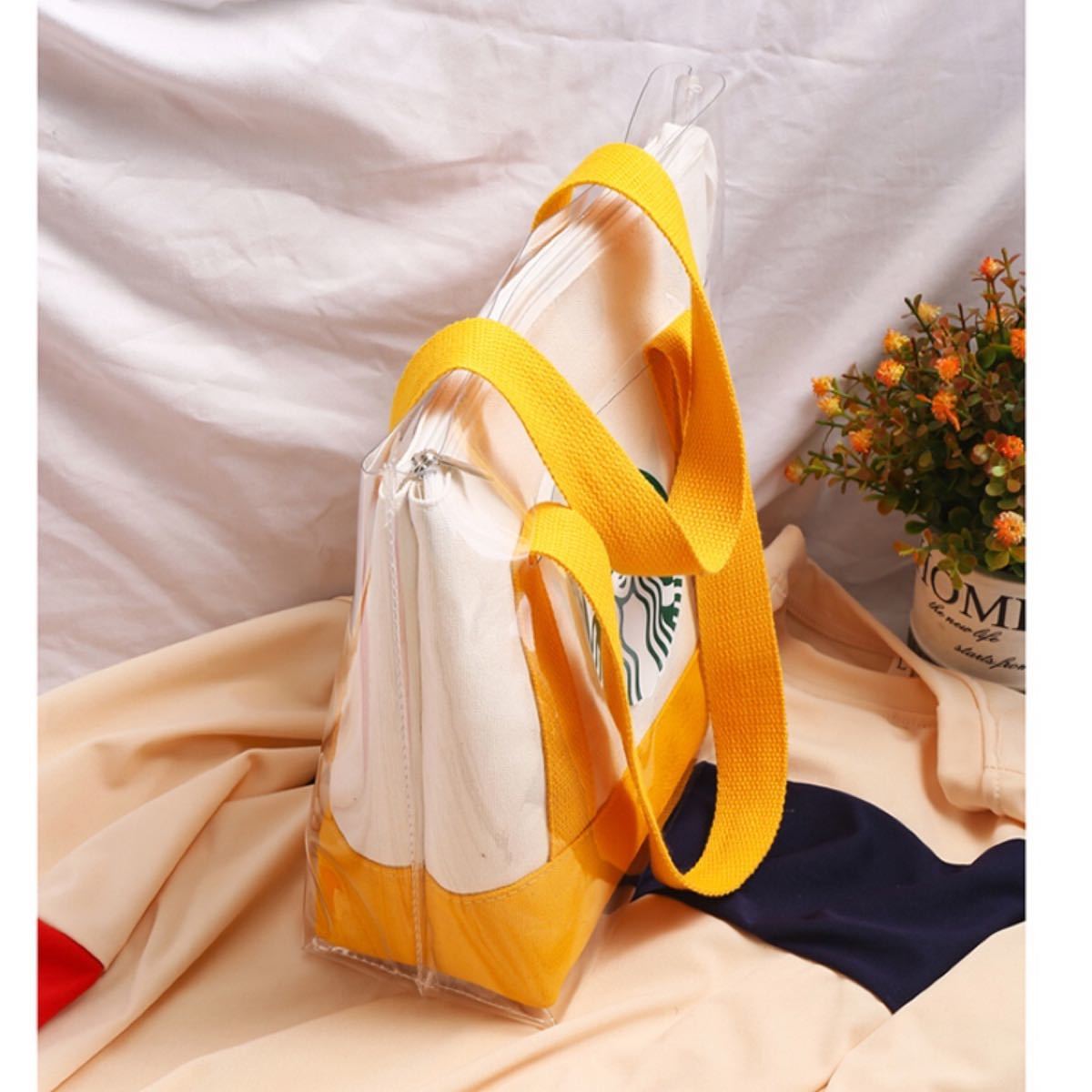 【スターバックス海外限定】 日本未発売　トートバッグ  ビニール袋付き　イエロー