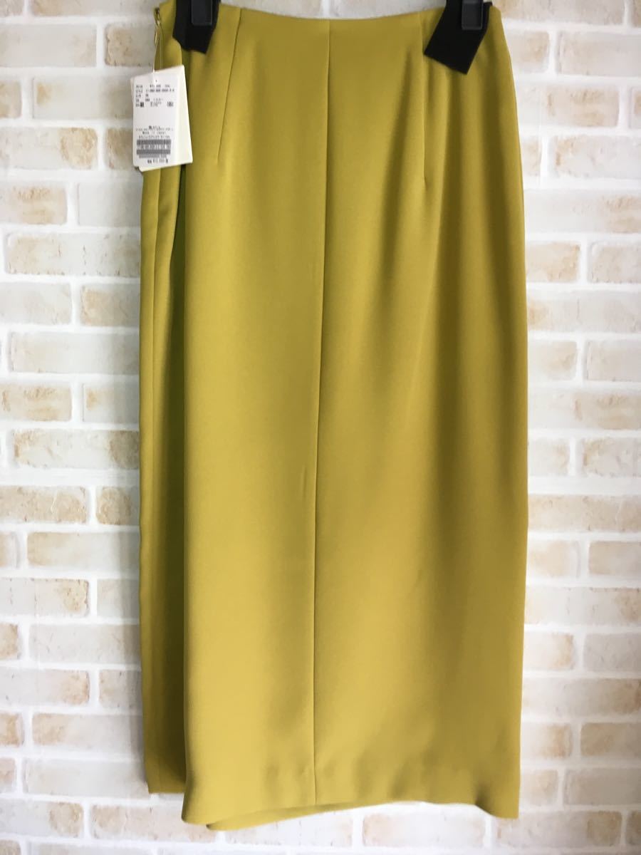イエナ　ダブルフェイスサテンカラータイトスカート　イエロー　36サイズ