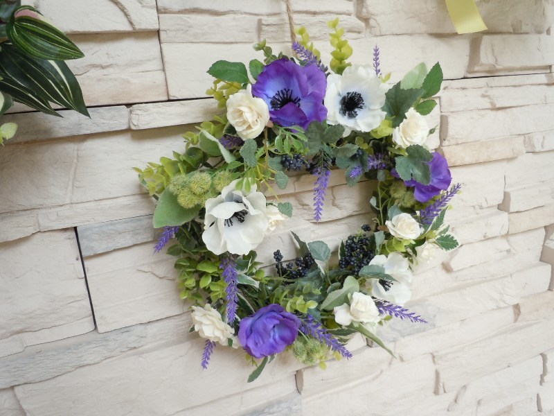  sale! special price * art flower artificial flower * anemone. natural lease diameter 30.* white & purple purple color ornament interior flower lease 