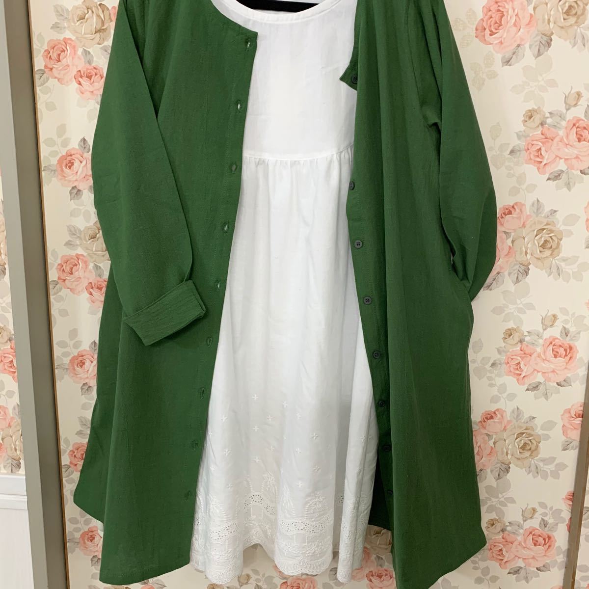 Paypayフリマ 新品 激安 即日発送 M 前開き 緑 チュニック ワンピース 綿 ノーカラー Paypayフリマ 新品 激安 即日発送 M 前開き 緑 チュニック ワンピース 綿 ノーカラー
