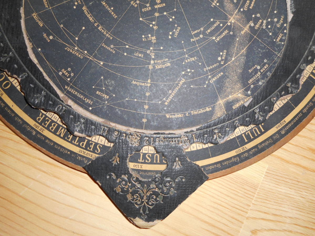 アンティーク 天球図 天文 星座早見盤 星図 星座図絵1900年頃『ドイツ星座早見盤』Star map Planisphere Celestial  atlas