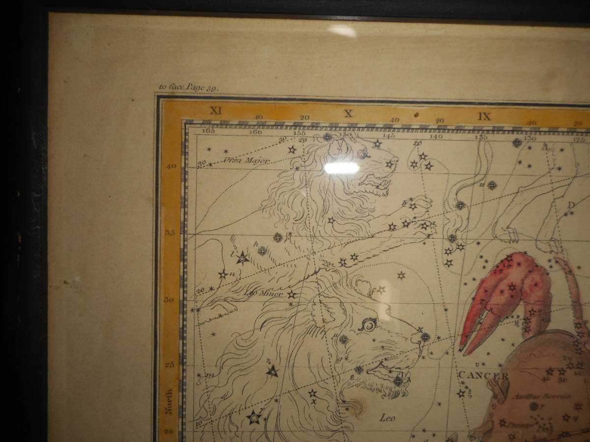 即決アンティーク天球図、天文、銅版画、星座早見盤、星座図絵1822年『ジェミーソン星図＝蟹座他』Star map, Planisphere,Celestial atlas_画像2