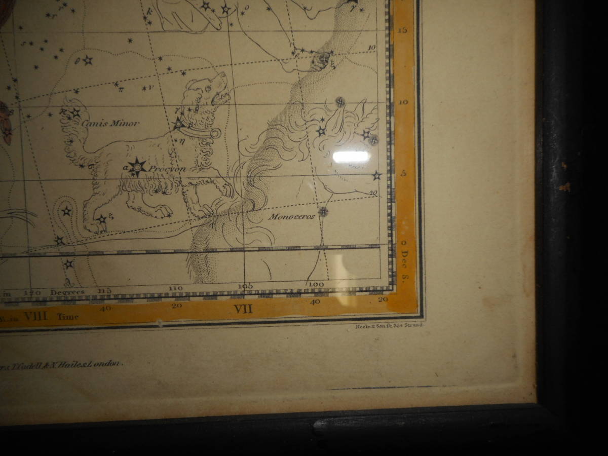 即決アンティーク天球図、天文、銅版画、星座早見盤、星座図絵1822年『ジェミーソン星図＝蟹座他』Star map, Planisphere,Celestial atlas_画像5