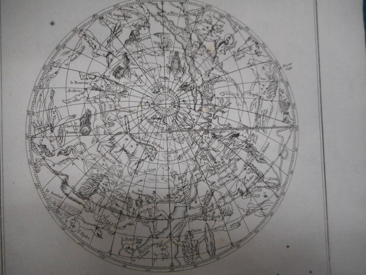 アンティーク、天球図、天文、天体、星座早見盤、銅版画、星図、星座図絵1770年頃『両半球星図』Star map, Planisphere, Celestial atlas_画像4